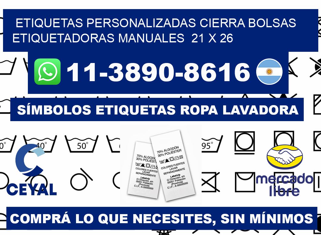 etiquetas personalizadas cierra bolsas  Etiquetadoras Manuales  21 x 26