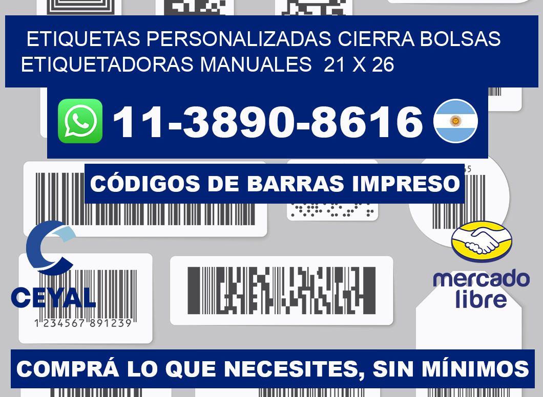 etiquetas personalizadas cierra bolsas  Etiquetadoras Manuales  21 x 26