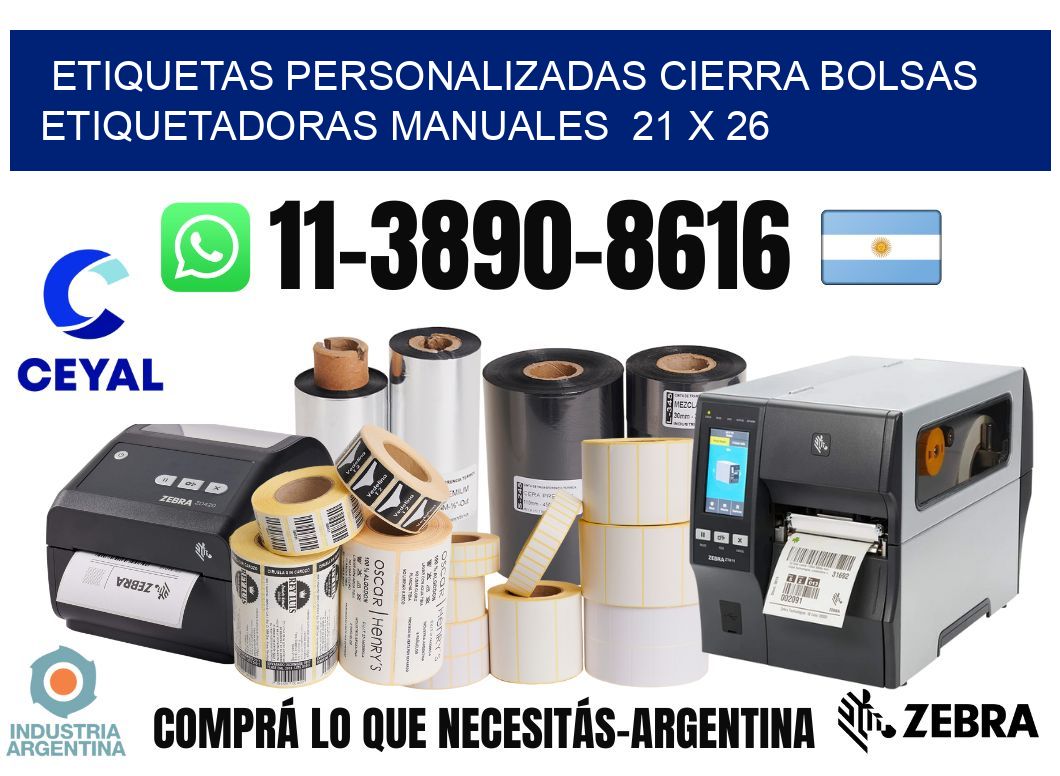 etiquetas personalizadas cierra bolsas  Etiquetadoras Manuales  21 x 26