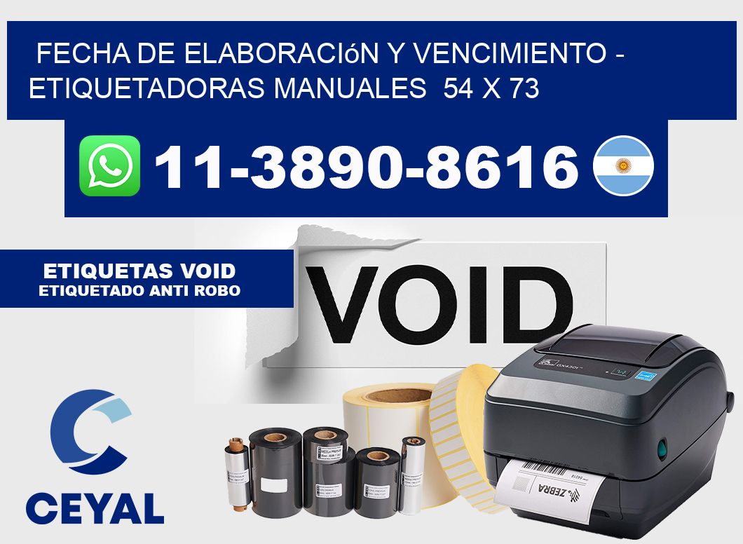 fecha de elaboración y vencimiento - Etiquetadoras Manuales  54 x 73