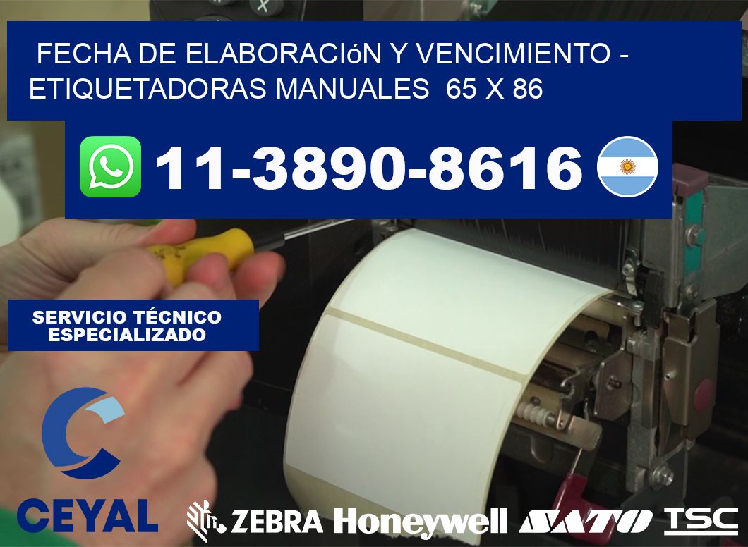 fecha de elaboración y vencimiento - Etiquetadoras Manuales  65 x 86