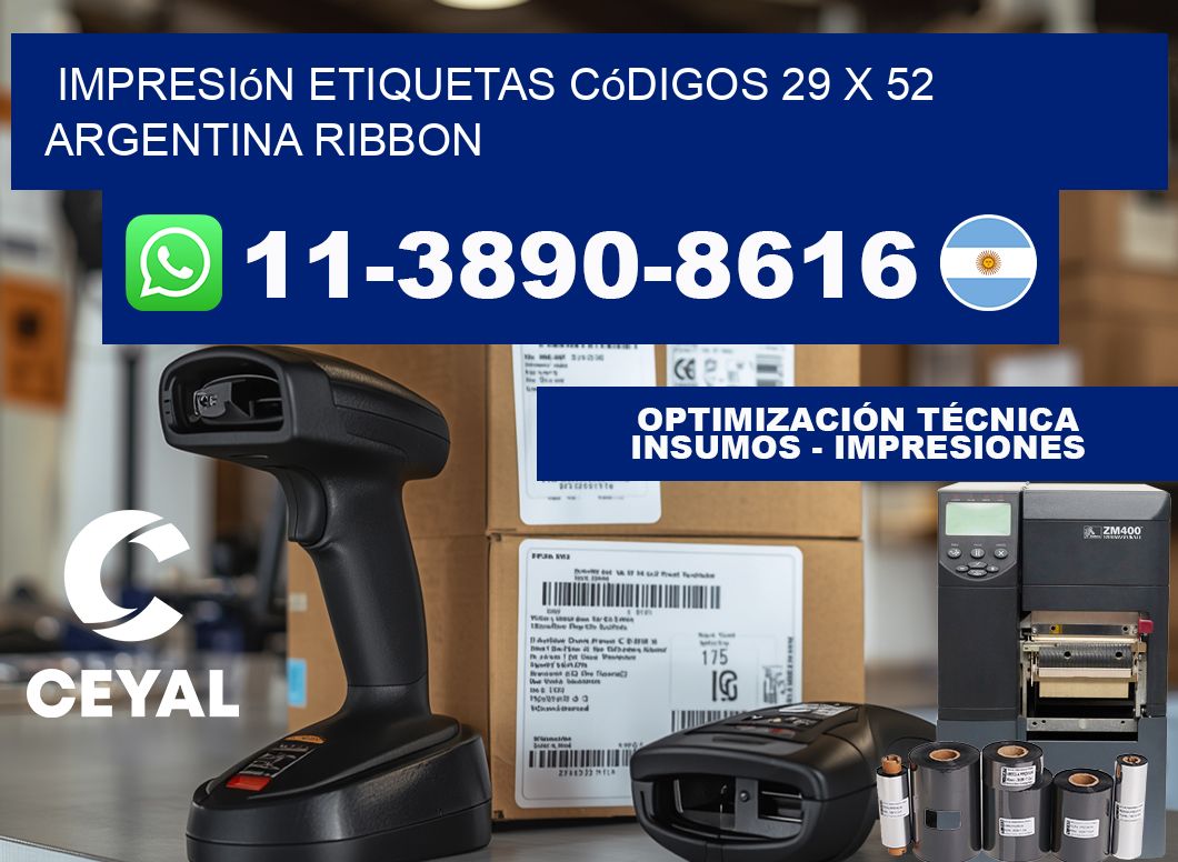 impresión etiquetas códigos 29 x 52 argentina ribbon
