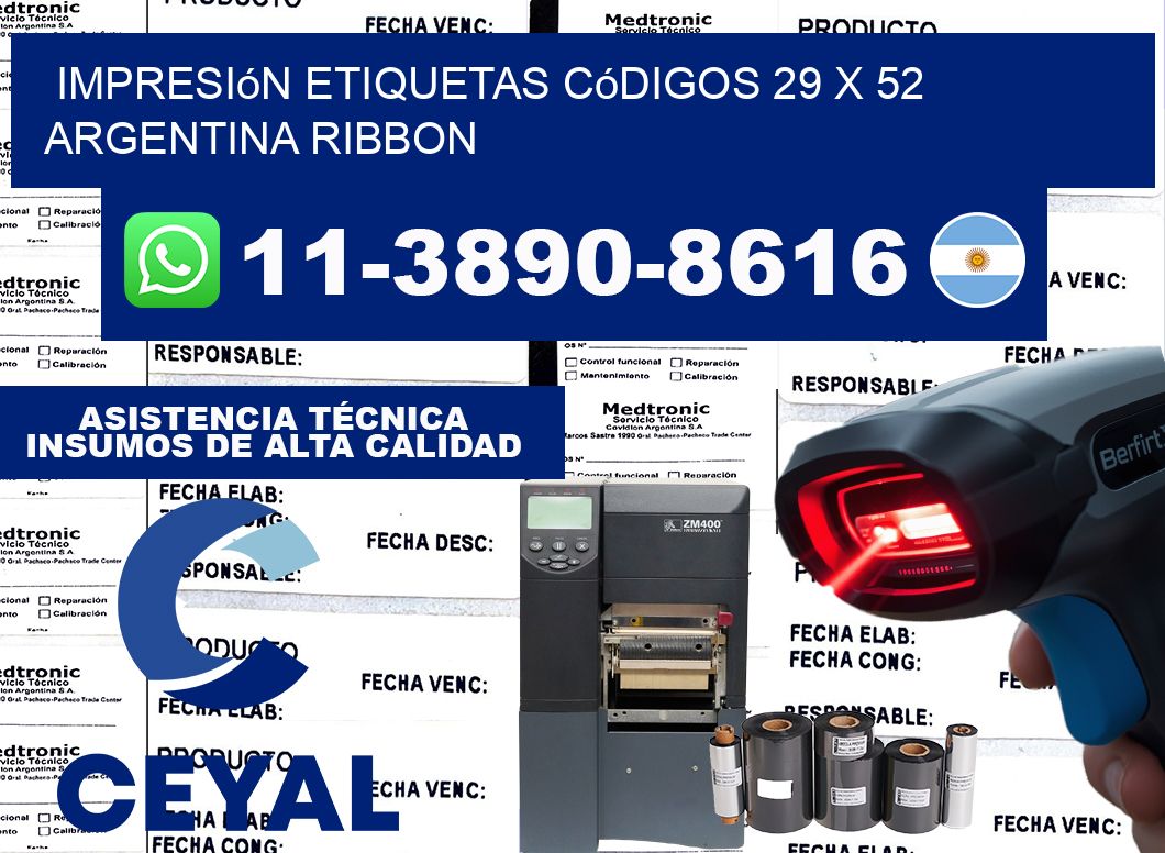 impresión etiquetas códigos 29 x 52 argentina ribbon