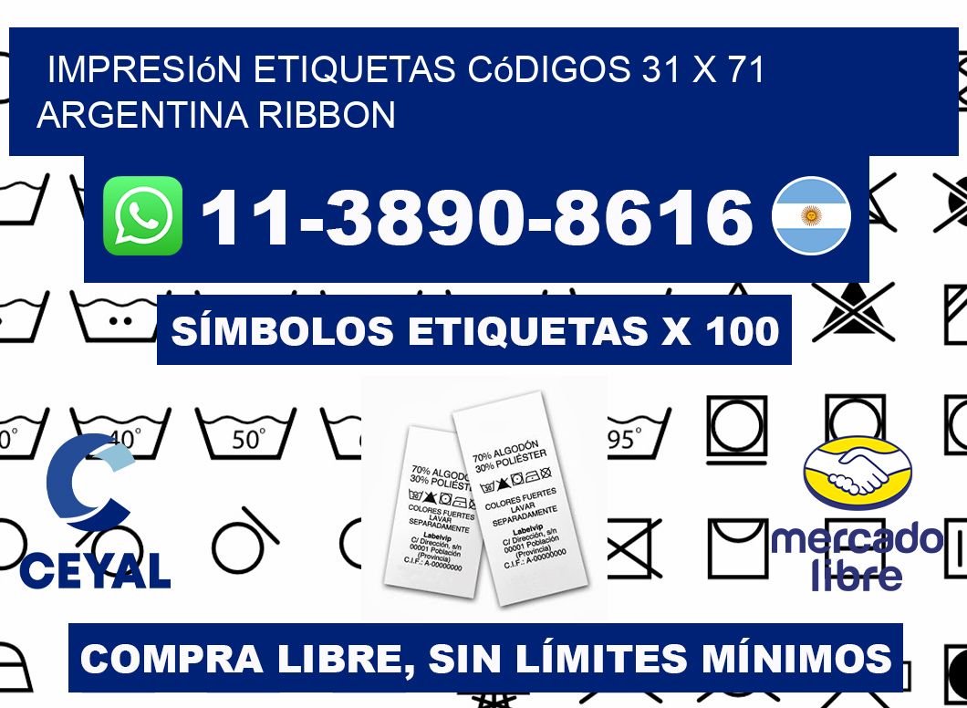 impresión etiquetas códigos 31 x 71 argentina ribbon