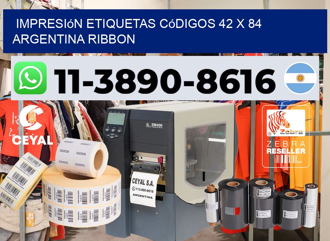 impresión etiquetas códigos 42 x 84 argentina ribbon