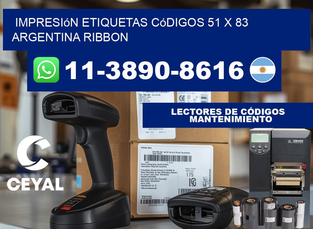 impresión etiquetas códigos 51 x 83 argentina ribbon