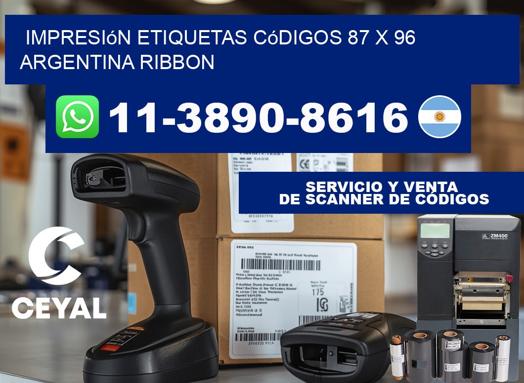 impresión etiquetas códigos 87 x 96 argentina ribbon