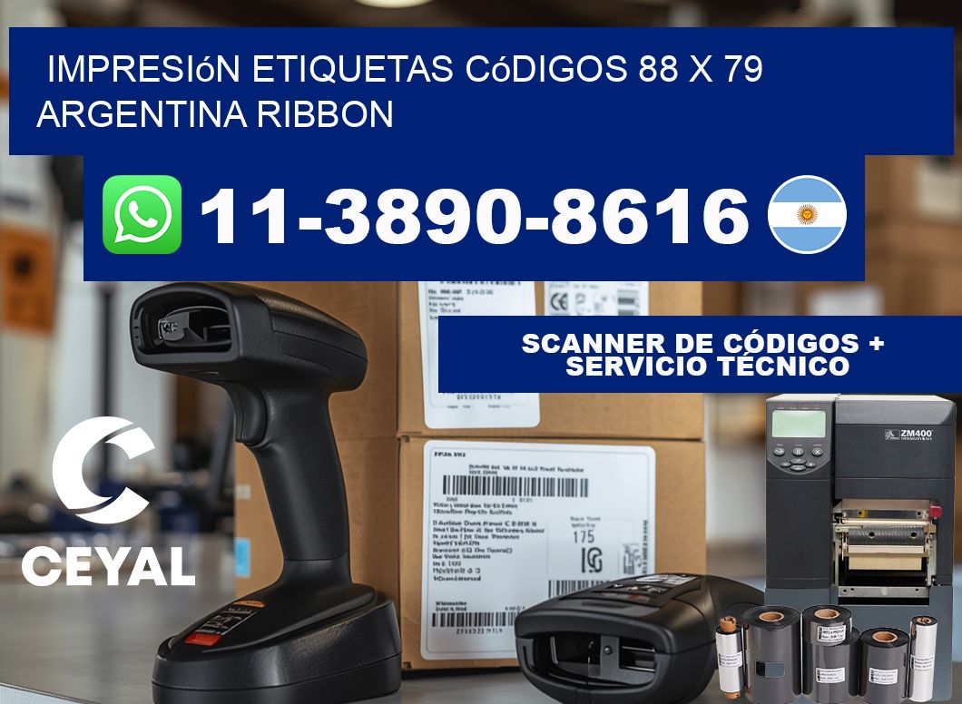 impresión etiquetas códigos 88 x 79 argentina ribbon