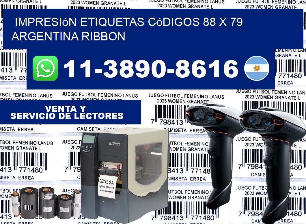 impresión etiquetas códigos 88 x 79 argentina ribbon