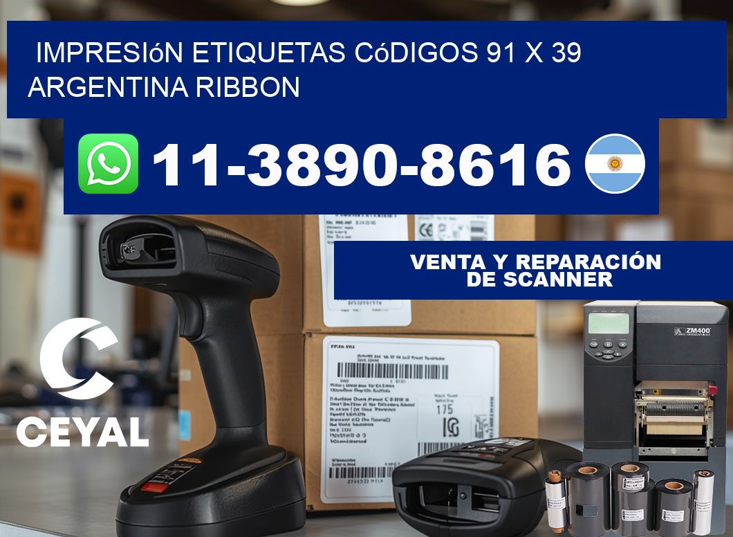 impresión etiquetas códigos 91 x 39 argentina ribbon