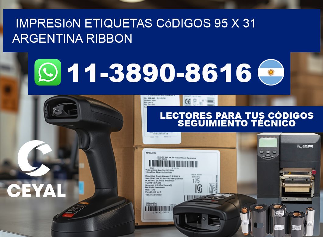 impresión etiquetas códigos 95 x 31 argentina ribbon