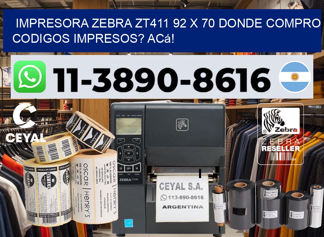 impresora zebra zt411 92 x 70 Donde compro codigos impresos? Acá!