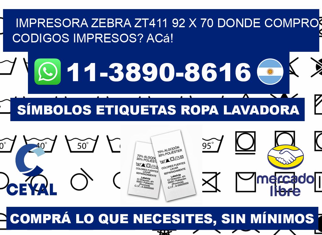 impresora zebra zt411 92 x 70 Donde compro codigos impresos? Acá!