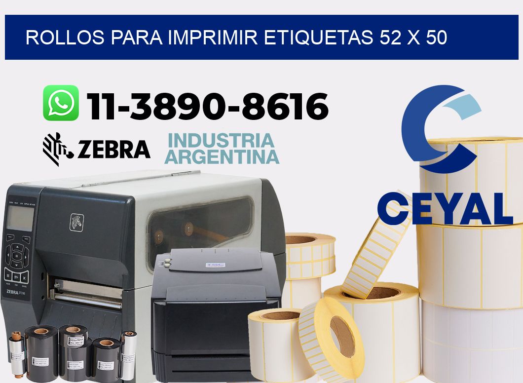 rollos para imprimir etiquetas 52 x 50