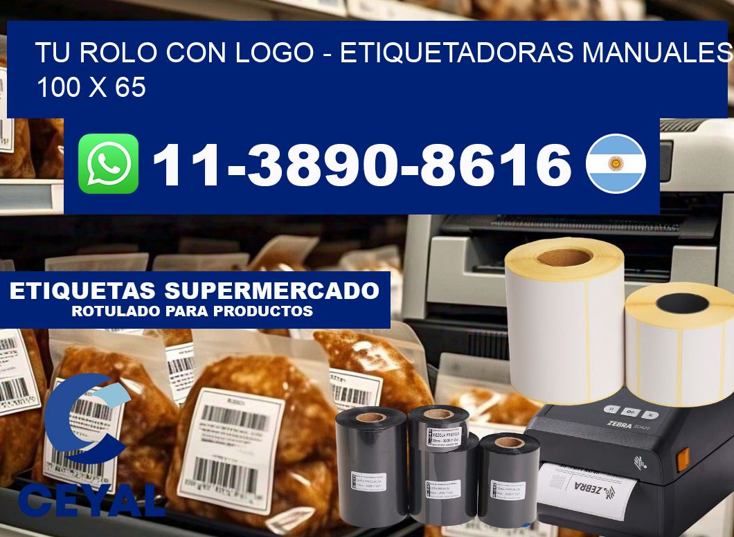 tu rolo con logo - Etiquetadoras Manuales 100 x 65