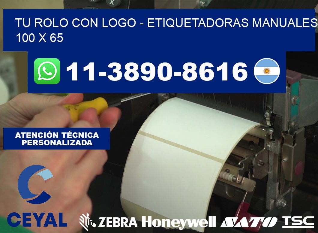 tu rolo con logo - Etiquetadoras Manuales 100 x 65