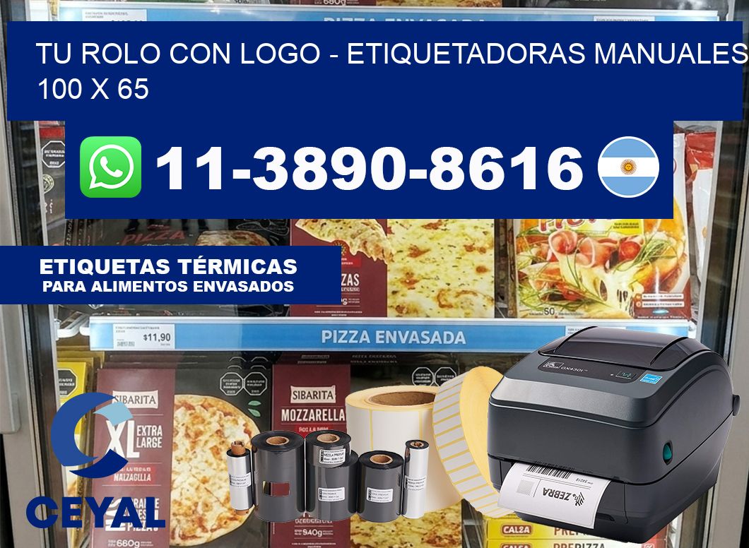 tu rolo con logo – Etiquetadoras Manuales  100 x 65