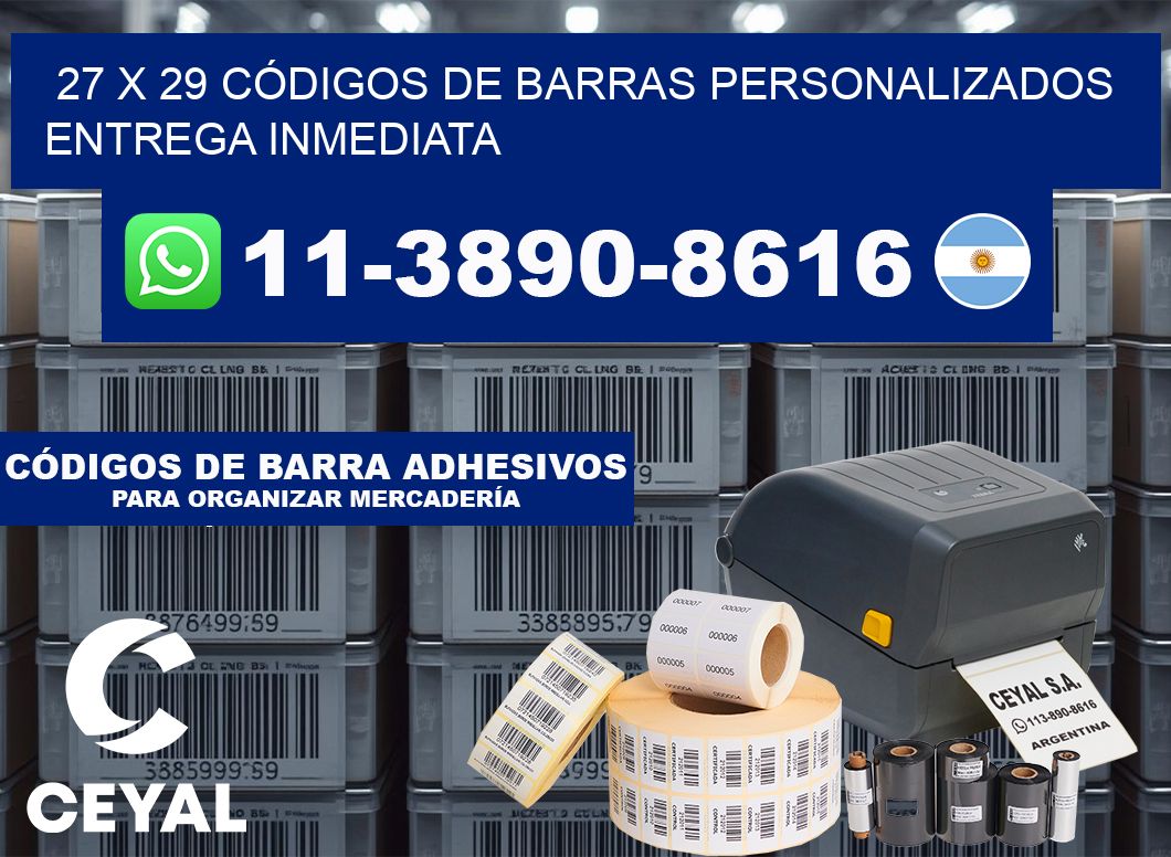 27 x 29 CÓDIGOS DE BARRAS PERSONALIZADOS ENTREGA INMEDIATA