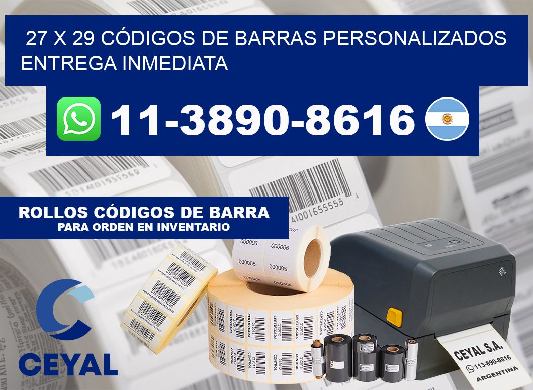 27 x 29 CÓDIGOS DE BARRAS PERSONALIZADOS ENTREGA INMEDIATA