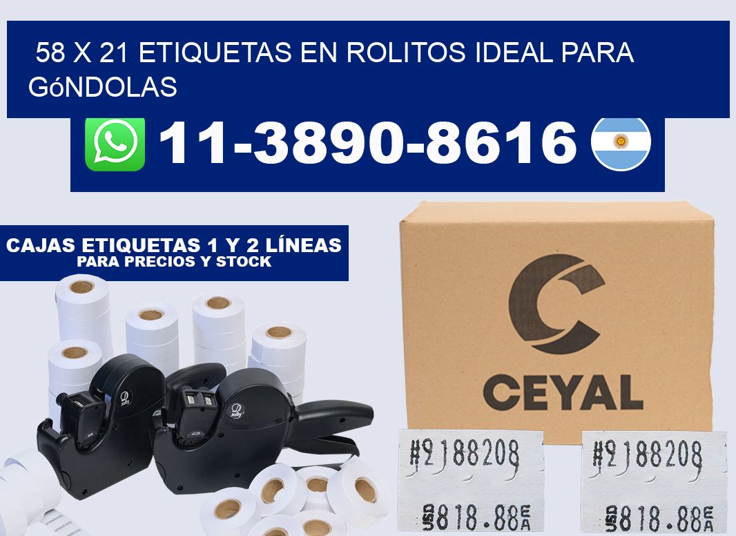58 x 21 etiquetas en rolitos ideal para góndolas