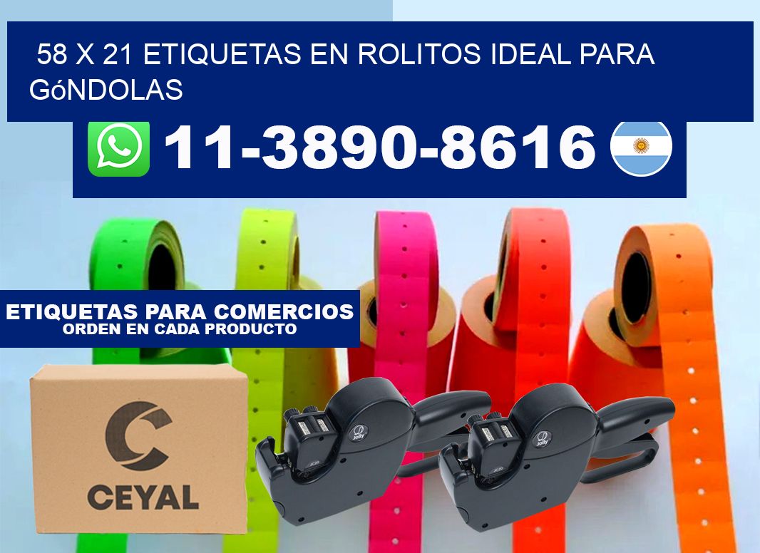 58 x 21 etiquetas en rolitos ideal para góndolas