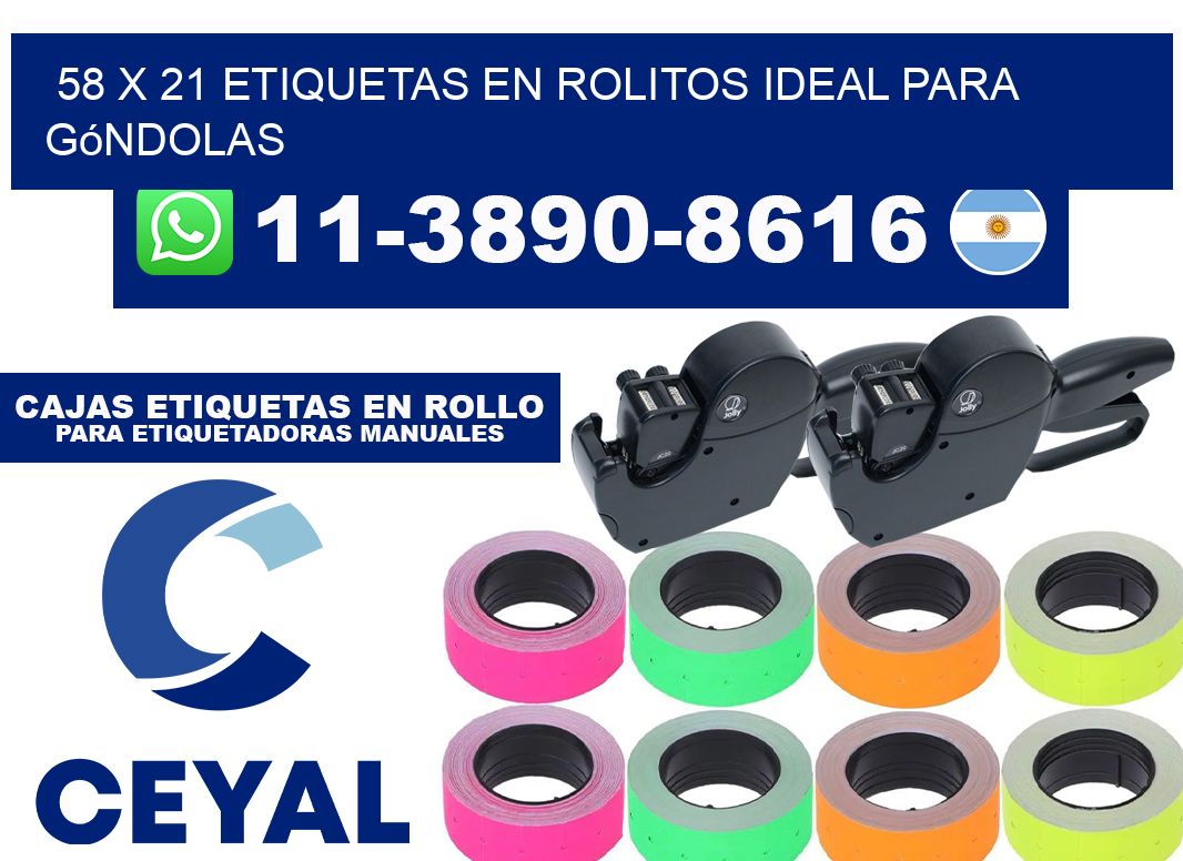 58 x 21 etiquetas en rolitos ideal para góndolas