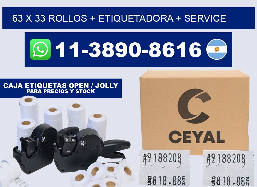 63 x 33 rollos + etiquetadora + service
