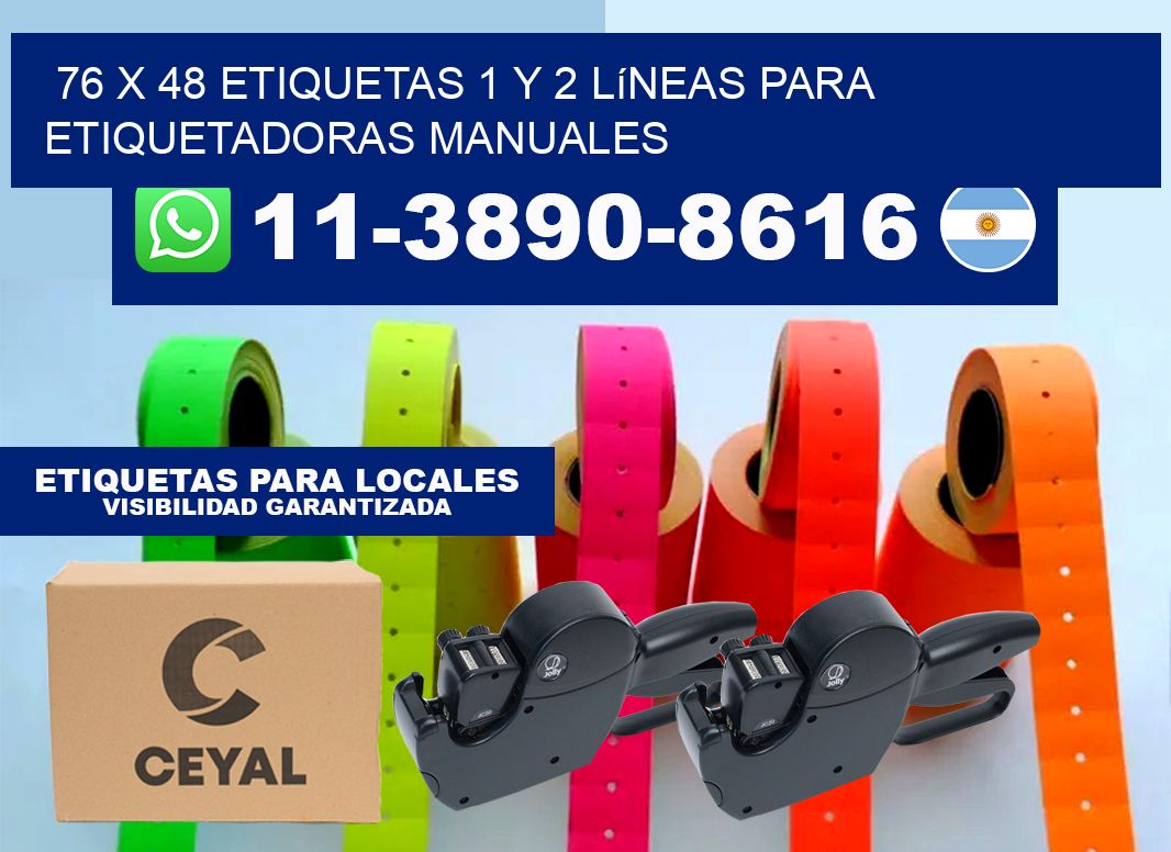 76 x 48 Etiquetas 1 y 2 líneas para etiquetadoras manuales
