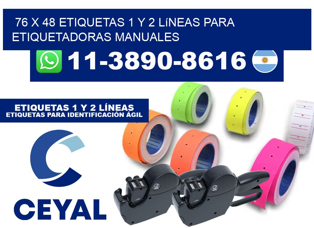 76 x 48 Etiquetas 1 y 2 líneas para etiquetadoras manuales