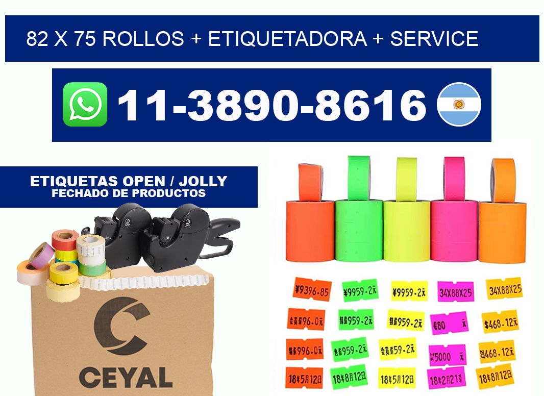 82 x 75 rollos + etiquetadora + service
