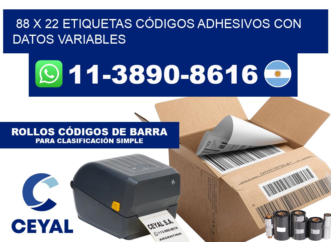 88 x 22 ETIQUETAS CÓDIGOS ADHESIVOS CON DATOS VARIABLES