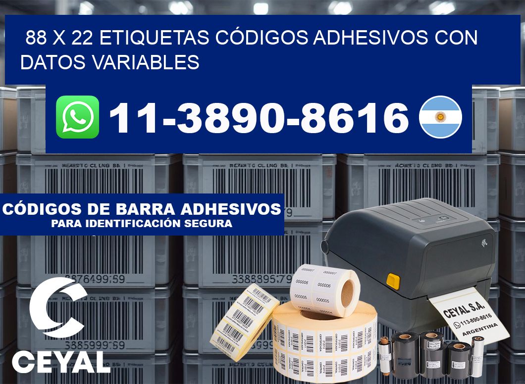 88 x 22 ETIQUETAS CÓDIGOS ADHESIVOS CON DATOS VARIABLES