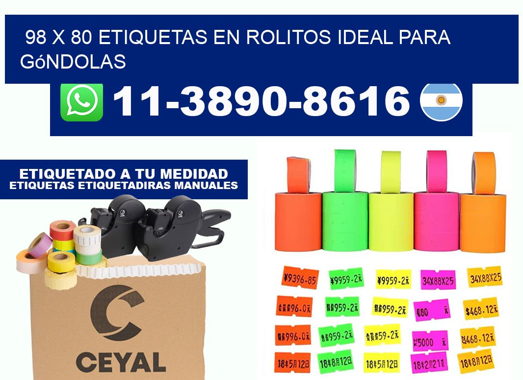 98 x 80 etiquetas en rolitos ideal para góndolas