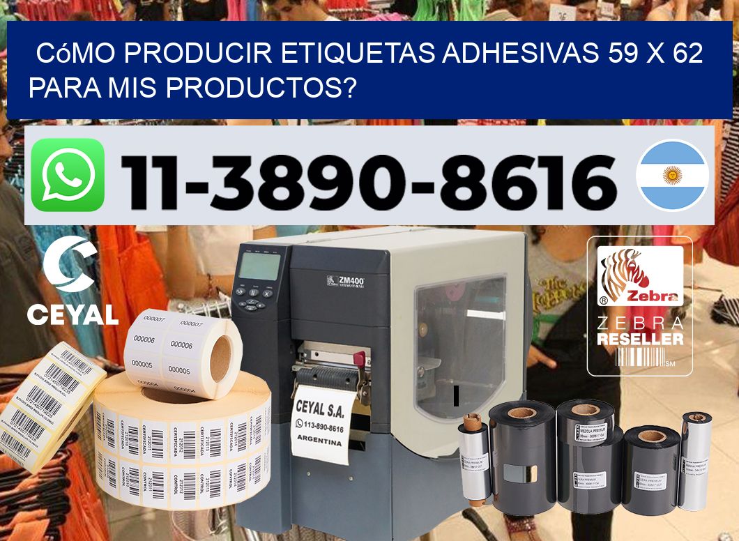 Cómo producir etiquetas adhesivas 59 x 62 para mis productos?