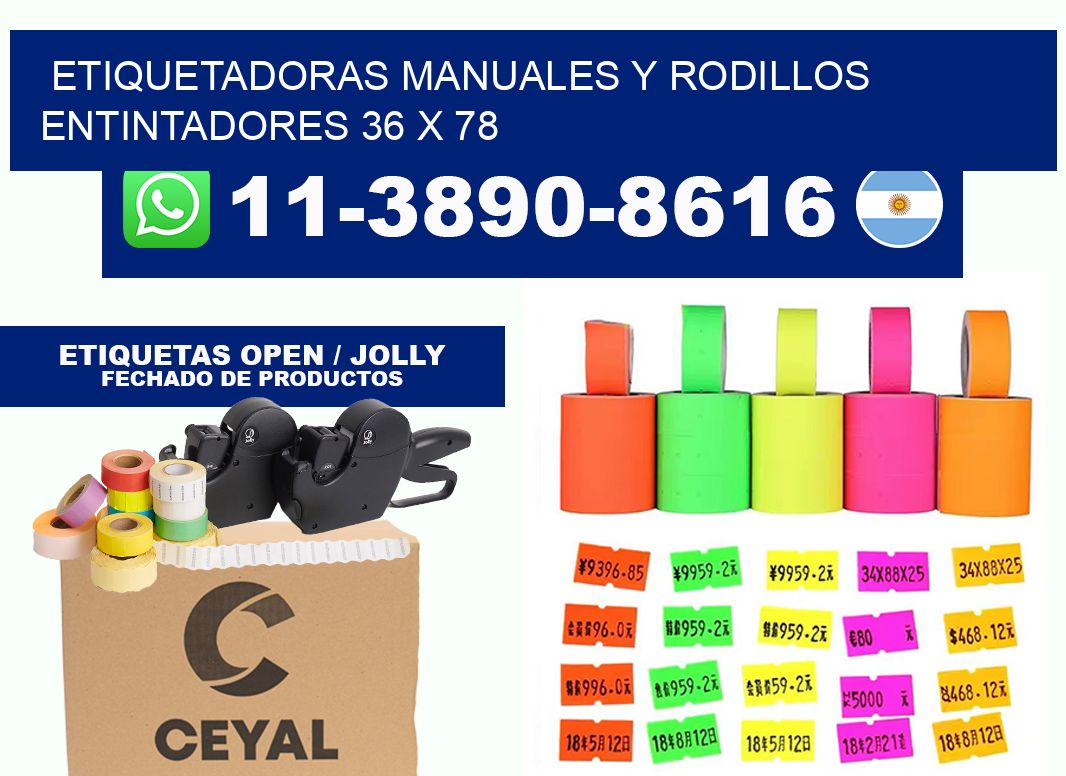 Etiquetadoras manuales y rodillos entintadores 36 x 78