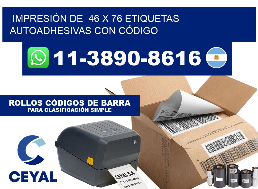 IMPRESIÓN DE  46 x 76 ETIQUETAS AUTOADHESIVAS CON CÓDIGO