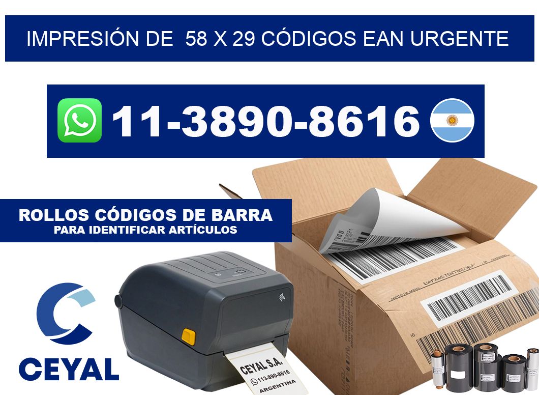 IMPRESIÓN DE 58 x 29 CÓDIGOS EAN URGENTE