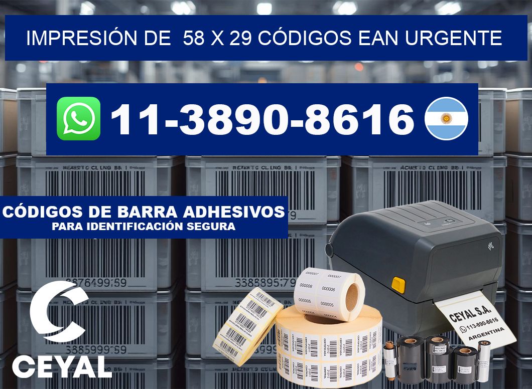 IMPRESIÓN DE 58 x 29 CÓDIGOS EAN URGENTE