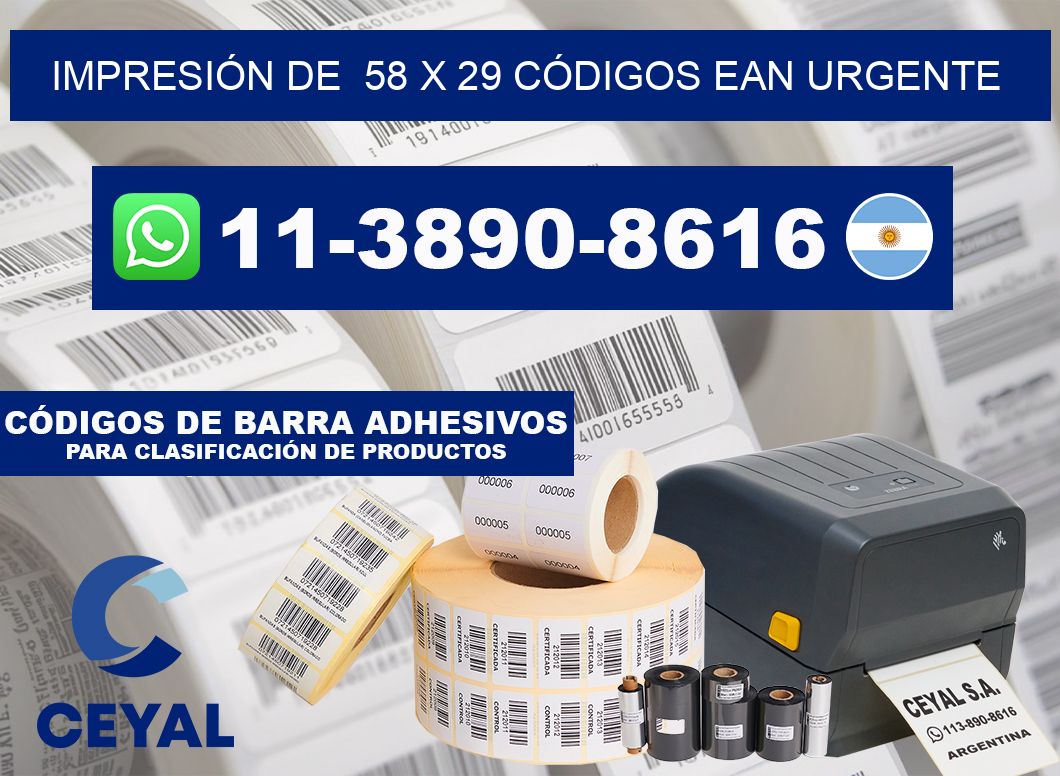 IMPRESIÓN DE 58 x 29 CÓDIGOS EAN URGENTE