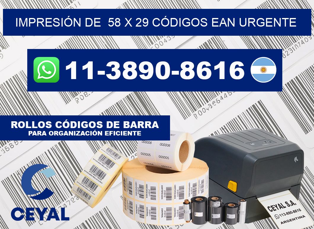 IMPRESIÓN DE  58 x 29 CÓDIGOS EAN URGENTE