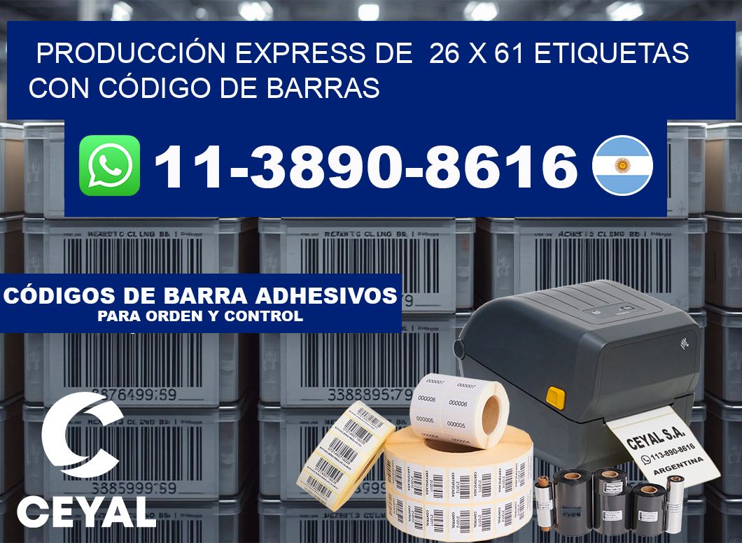 PRODUCCIÓN EXPRESS DE  26 x 61 ETIQUETAS CON CÓDIGO DE BARRAS