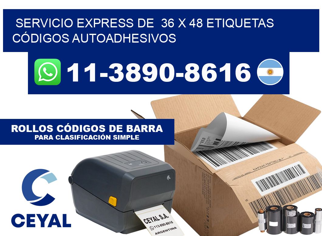 SERVICIO EXPRESS DE 36 x 48 ETIQUETAS CÓDIGOS AUTOADHESIVOS