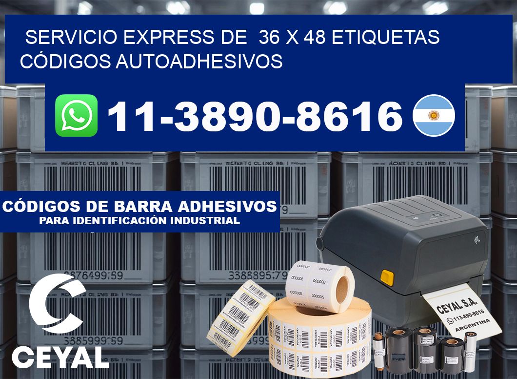SERVICIO EXPRESS DE 36 x 48 ETIQUETAS CÓDIGOS AUTOADHESIVOS