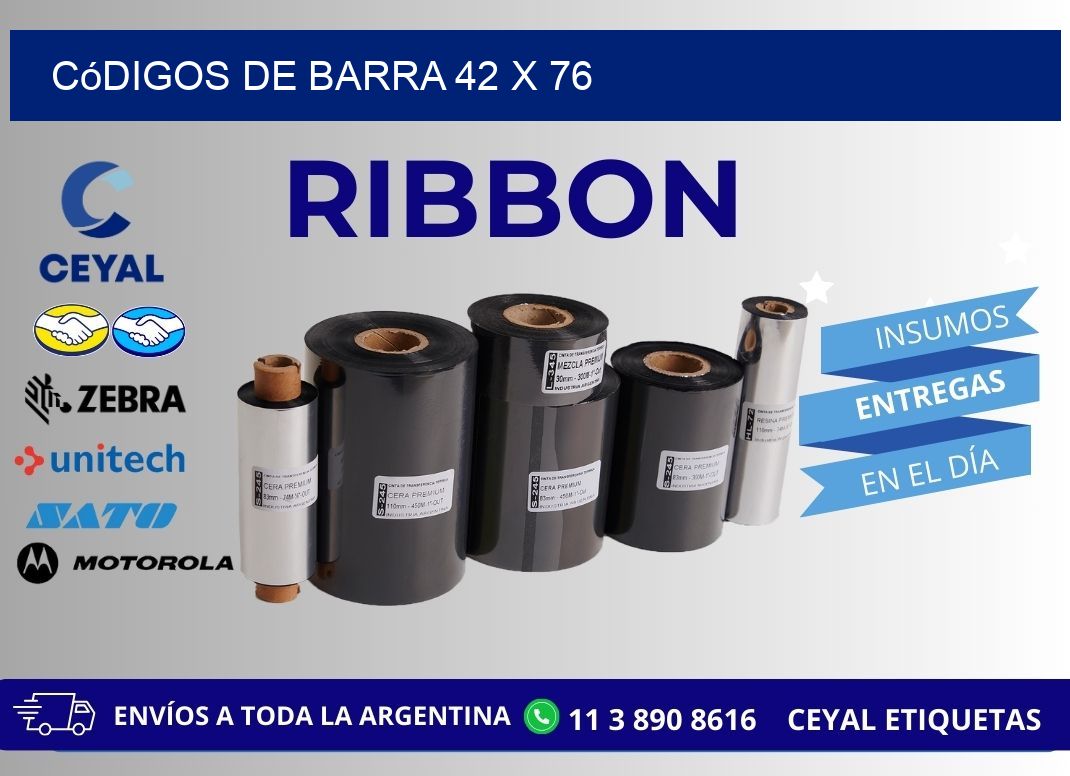 códigos de barra 42 x 76