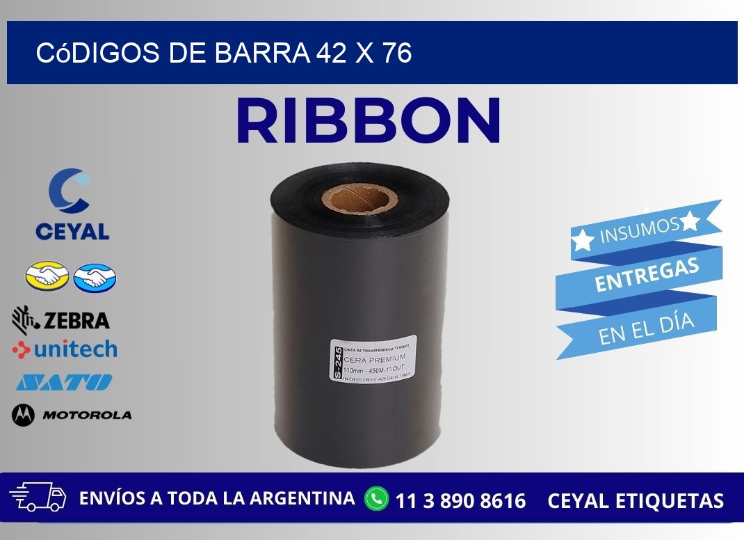 códigos de barra 42 x 76
