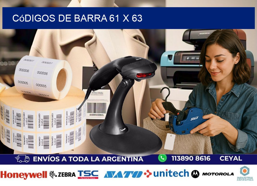 códigos de barra 61 x 63