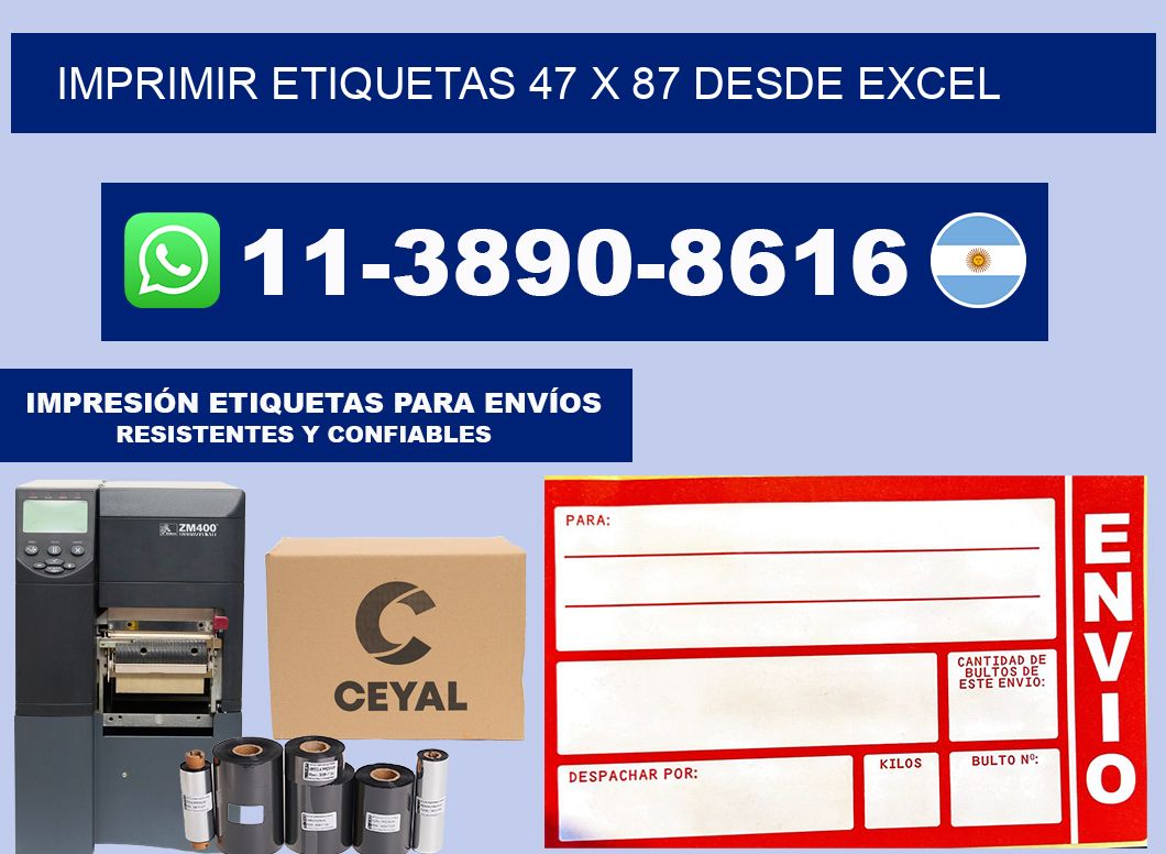 imprimir etiquetas 47 x 87 desde excel