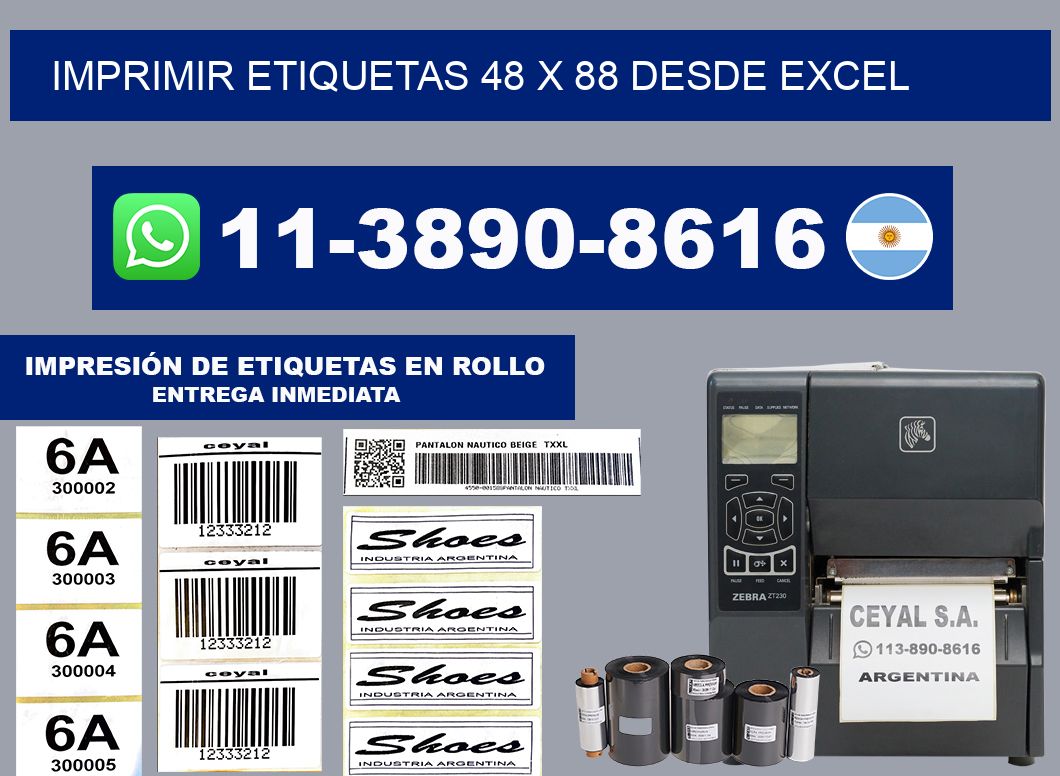 imprimir etiquetas 48 x 88 desde excel