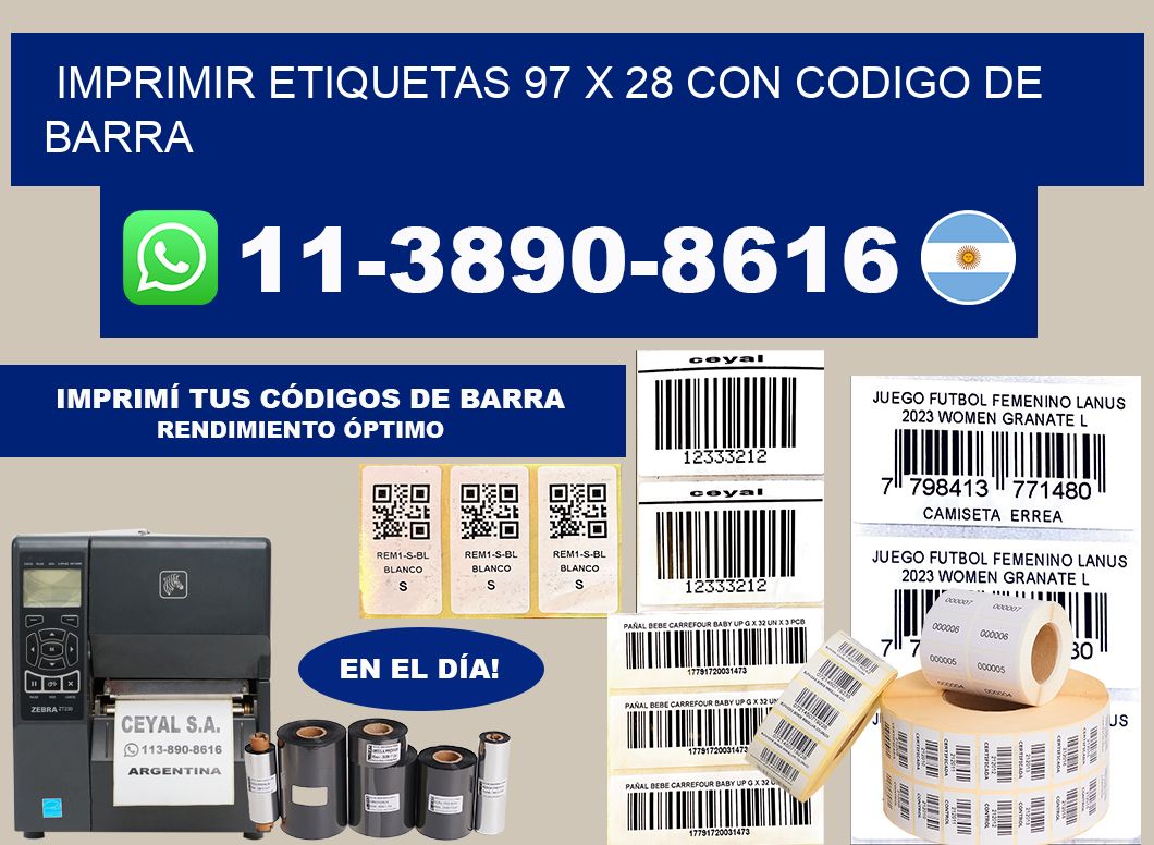 imprimir etiquetas 97 x 28 con codigo de barra