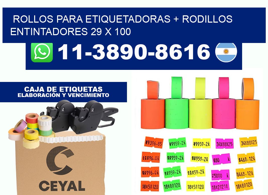 rollos para etiquetadoras + rodillos entintadores 29 x 100